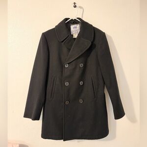 US Navy DSCP Quarterdeck Peacoat Black 42L Wool Military Issue
